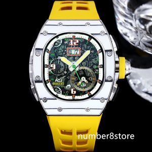 RM62-01 trilalarm ACJ herenhorloge koolstofvezels oversized datum automatisch saffierkristal luxe horloge waterbestendigheid 10 kleuren