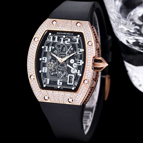 rm67-01 Montre mécanique de luxe pour hommes Montre-bracelet Richa Milles Montres-bracelets pour hommes Mouvement automatique Bande de caoutchouc étanche Montres de luxe en cristal saphir