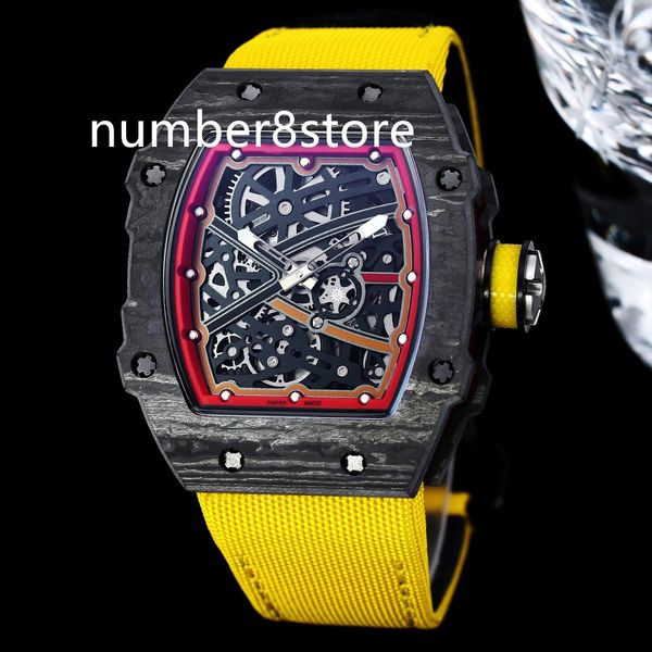 RM67-02 carbone TPT automatique montre pour hommes de luxe ultra-mince montre-bracelet saphir cristal Tonneau montres de créateur étanche