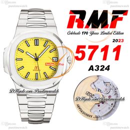 RMF 5711 Célébrez 170 ans A324CS Montre automatique pour homme Édition limitée McDonald's Cadran texturé jaune Bracelet en acier inoxydable Super Edition Reloj Puretime A1