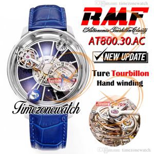 RMF AT100.30. AC Astronomia Tourbillon Mécanique à remontage manuel Montre pour homme Squelette Cadran du corps céleste Cuir d'alligator Super Edition Montres Timezonewatch A05C