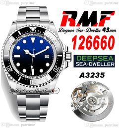 RMF Sea Deep 126660 A32235 Montre Automatique pour Homme James Cameron 43 Lunette Céramique Cadran Bleu D-Bracelet OysterSteel 904L Super Edition Carte Même Série Puretime A1