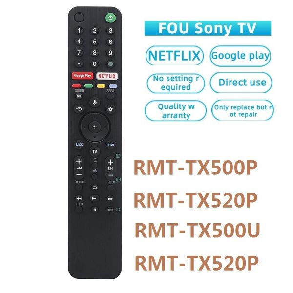 RMF-TX500P RMF-TX520U RMF-TX500U RMT-TX520P TX520B NETFLIX Control remoto de voz reemplazado para SONY Smart TV XBR-43X800H XBR-49X800H XBR-65X900H