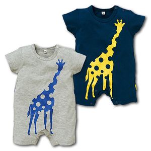 RMY18 NOUVEAU 2 Conception infantile Enfants Girafe Imprimer Coton Cool manches courtes Barboteuse bébé Monter vêtements garçon Barboteuse bateau libre