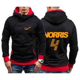 Rn6p Sweats à capuche pour hommes Sweatshirts F1 Mclaren Team Racing Fans 2022 Hommes Lando Norris Nouveau Sweat à capuche avec fermeture éclair diagonale Automne Hiver Vestes décontractées Sweatshirts