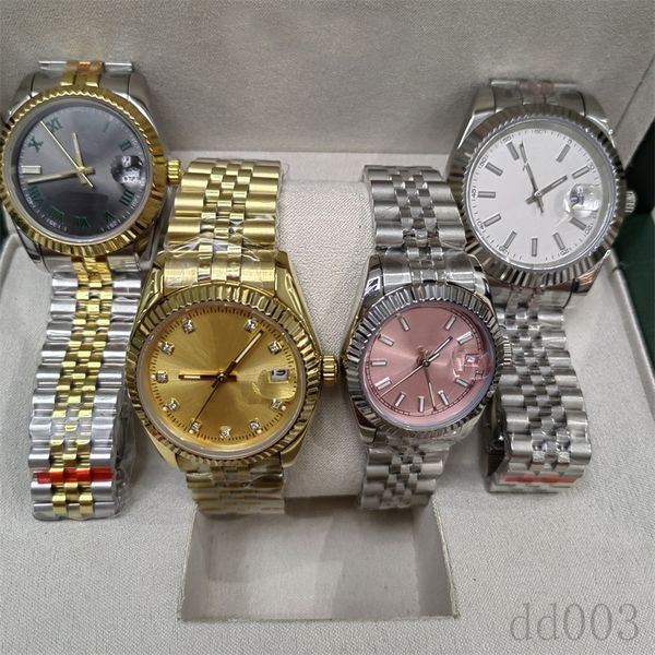 ro rols role Relojes de diseño Reloj de pulsera Datejust de alta calidad para mujer Rosa Blanco Diamante Montre Reloj impermeable para hombre Chapado en oro Sier Automático Casual