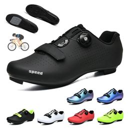 Zapatos de bicicleta de carretera para hombre, zapatilla de deporte para ciclismo, Mtb Clits Route Cleat Dirt Bike Speed Flat Sports Racing mujeres Spd Pedal Shoes 231229