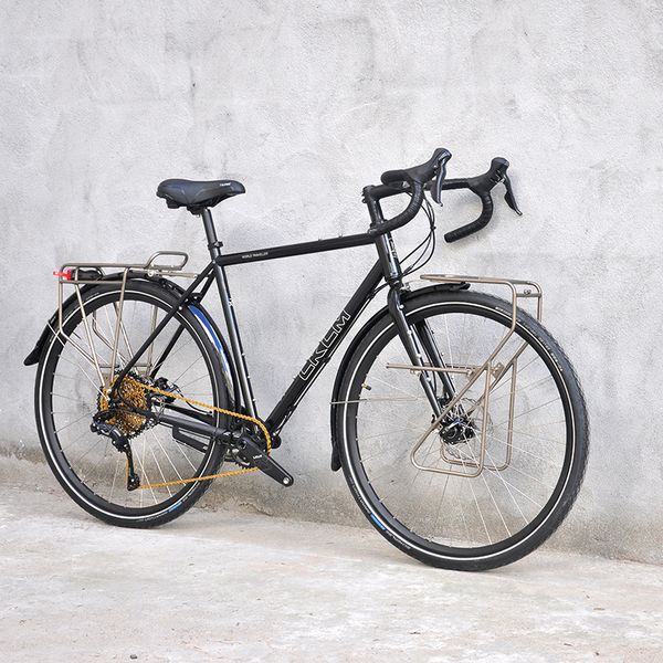 Vélo de route 700c Reynolds durables 725 Cadre en acier Voyage 9 vitesses Adulte Bicycle Shimano Derailleur Lever Disc Frein avec racks