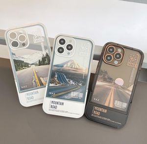 Pintura de paisaje de carretera con soporte invisible, fundas de teléfono para iPhone 6s Plus 11 8 13 XR SE2 12 Max Mini Pro X 6 XS 7, parte trasera suave cove8853108