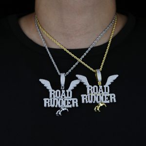 Collier pendentif de la lettre routière avec une forme pavée en zircon cubique complet Charme Nouveau bijou de hip hop pour femmes hommes en gros