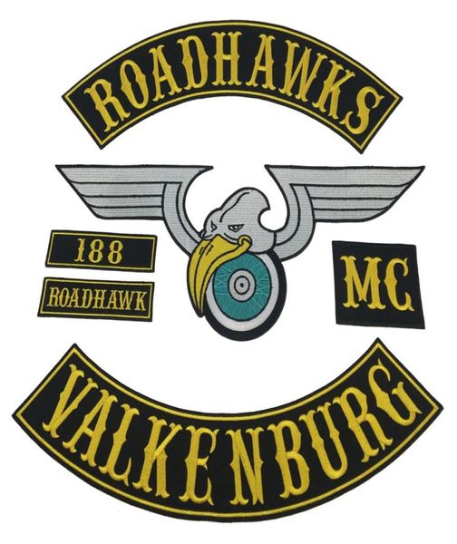 ROADHAWKS 188 MC fer sur Patch brodé moto motard grand dos complet Patch pour veste gilet Badge7295364