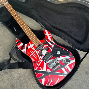 Manche Qin en bois d'érable rôti Eddie Van Halen reliques version 82 guitare électrique Fran-ken/blanc