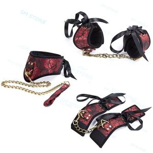 Bondage Robbin Knoop Handboeien Anklets Cuffs Neck Collar Chain Leash Body Slave-beperkingen # R87