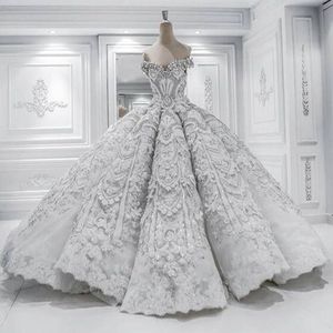 Robe de Mariage Prinses Trouwjurk Luxe Kapel Trein Vestido de Novia Satijn met Kralen Baljurk Trouwjurken 2021