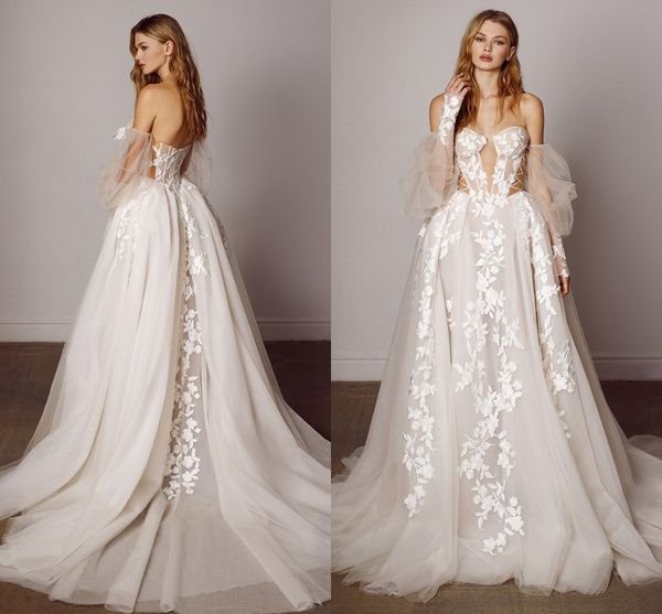 Robe de mariée Plage Fée Robes De Mariée 2022 Luxe Princesse Dentelle Applique Hors Épaule Bohème Dos Nu Robe De Mariée Robe De Noiva