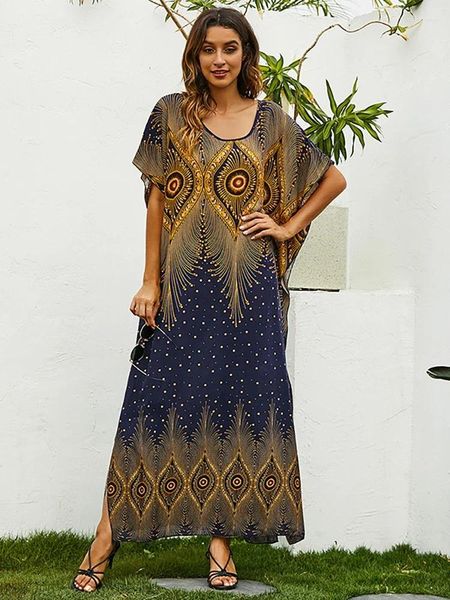 Robe de Plage Bikini encubrimiento de pareos sobre túnica boho de otoño para la playa traje de baño maxi maxi