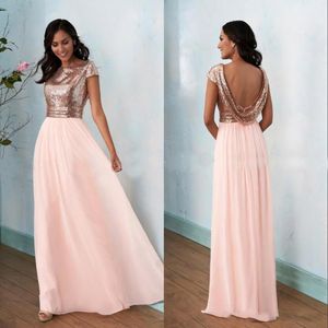 Robe Demoiselle d'Honneur A Line Peach Pink Bridemaid Jurken Sexy backless Lovert Top Wedding Party-jurken