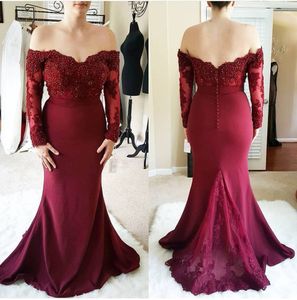 Robe Demoiselle d'Honneur Zeemeermin lange mouwen Bourgondië Bridemaid Jurken Spaghetti Straps Prom Jurken Bruiloft Jurken