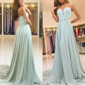 Robe Demoiselle d'Honneur Mint Groene Bridemaid Jurken Chiffon Kant Geappliceerd Maid of Honour Gowns Prom Partyjurken