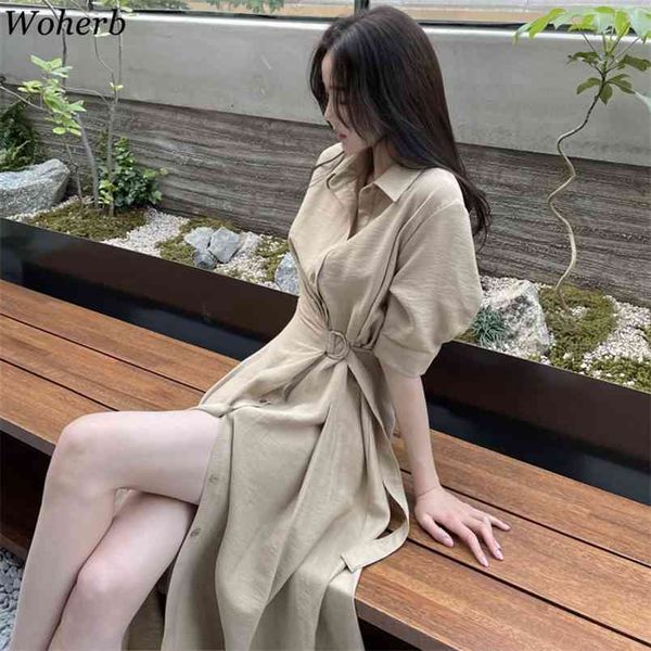 Robe Femme coreano Vintage Vestido largo Mujer cintura alta Vestido Oficina señora Casual elegante fiesta Sukienka 210519