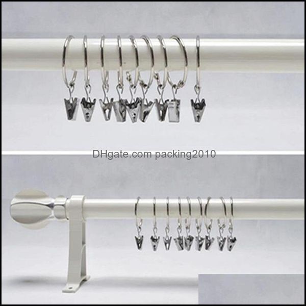 Ganchos para batas Hardware de baño Baño Hogar Jardín Anillo de cortina de metal con clips Ventana Barra de ducha Anillos Cortina Gancho Drop Entrega 2021 C3ESR