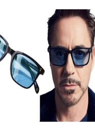 Robert Downey Star V5301S vierkante zonnebrillen HD Seablue Lens -bril UV400 Lichtgewicht Beknipte fullrim plank 5019144 Rijden GOGG5848526