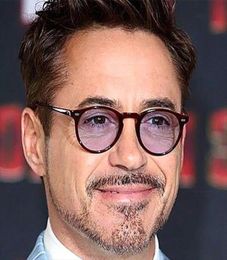 Lunettes de soleil Robert Downey pour les lunettes Round Round Tint Ocean Lens Fashion Retro Men Acetate Frame Eyewear1131296