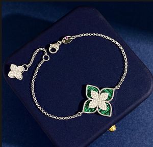 Roberto Coin diamant Love in Vérone bracelet bracelet argent bijoux de créateur bracelet personnalisé créateur pour Mosan Quatre feuilles noir Malachite Bleu ciel