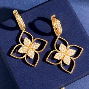 Boucles d'oreilles Roberto Coings Natural Shell Gemstone Gold plaqué 18K Designer pour femme T0p Quality Reproductions Reproductions Brand Designer Exquis Gift 005