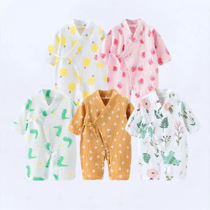 Gewaden babymeisje kleding lente zomer herfst kinderen pyjama voor meisjes jongens kind pak slaapkleding onesies gaas romper hanfu short/lang