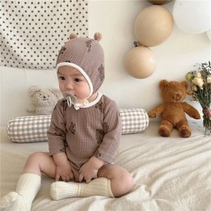 Gewaden Milancel 2022 Spring Baby Pyjama Set Waffle Bear Girls Sleeping Set Indoor Boys Sleeper Wear