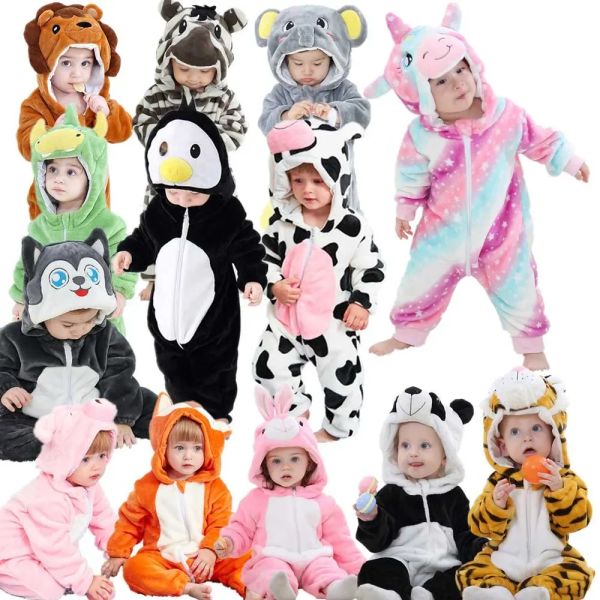 Robes Vêtements d'hiver pour bébés bébé pyjamas une pièce à capuche à capuche pour filles garçons bébé pijamas Unicorn filles kigurumi vêtements de nuit