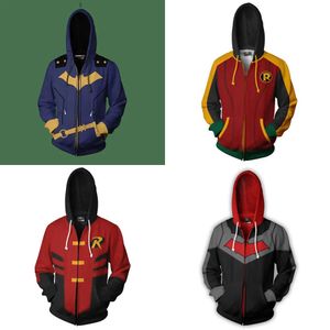 Robin Batgirl Nightwing Legion Cosplay Cosplay Costume 3D Gedrukte hoodie Dunne jas voor mannen Women Sportswear X0830