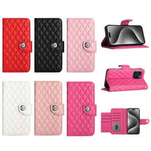 Geruite diamant PU lederen portemonnee hoesjes voor iPhone 15 Plus 14 Pro Max 13 12 11 8 7 6 SE2 Multifunctionele Credit ID-kaartsleuf Zakhouder Stand Meisjes Telefoonzakje Riem