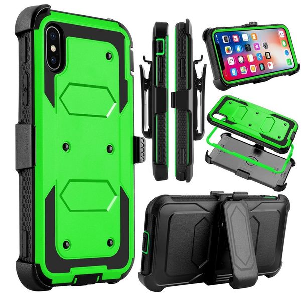 Robot Cases Defender Cover a prueba de golpes con protector de pantalla incorporado Clip de cinturón giratorio 360 3 en 1 para iphone12 Mini pro MAX 11 X XR XSMAX 7 8 7P 8P Samsung LG MOTO Google