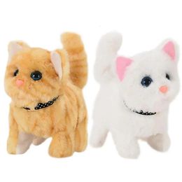 Robot Cat Plush Leuke elektronische Pet Touch Control Robot Cat Walking Simulation Smart Cat Meow Pet Cat Toy For Girls Baby Kids 240422