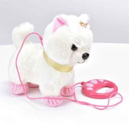 Robot Dog Sound Control Interactive Dog Jouets électroniques en peluche Chiot Pet Walk Bark Leash Teddy Jouets pour enfants Cadeaux d'anniversaire LJ2258G