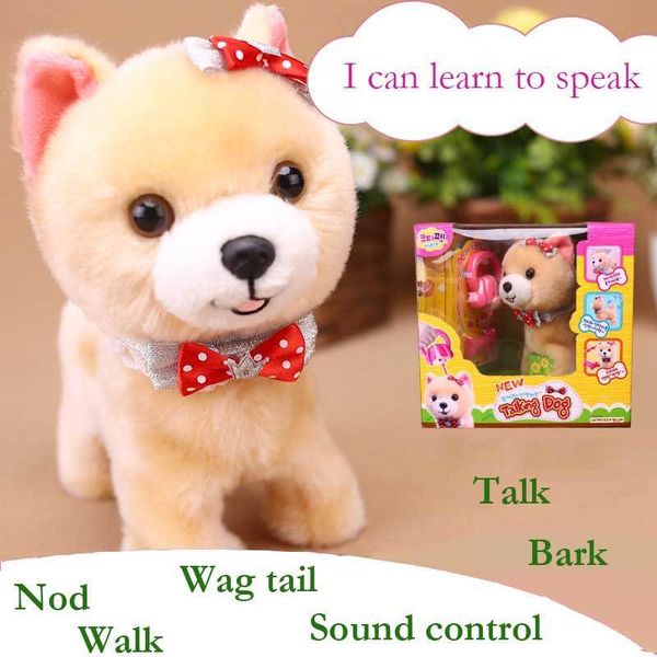 Robot Dogs Walking Bark Talk Toy Control de sonido Cachorro Juguetes electrónicos Interactive Plush Pet Dog Toys para niños Regalos de cumpleaños LJ201105