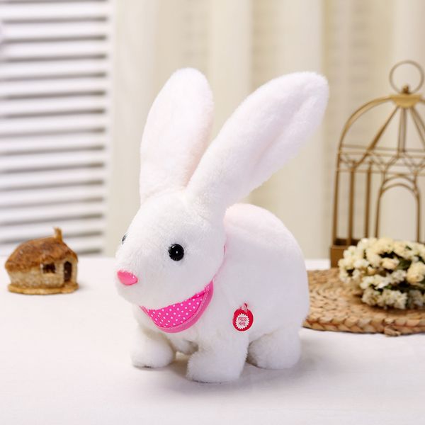 Robot Rabbit Electronic Plush Bunny Sing Songs Music Animal Toys Walk Shake Ears Run Jump Jump Led Pet For Children Regalos de cumpleaños
