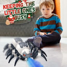 Robot Spider Afstandsbediening Mechanische spray Spider Simulatie Elektrisch licht Muziek Dansen Draadloos RC Dierenspeelgoed voor kinderen 231229
