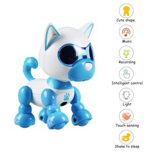 Robot de juguete para perros Interactivo inteligente Cachorro Perro robótico Ojos LED Grabación de sonido Cantar Sueño Figura de acción linda Juguetes educativos LJ201105