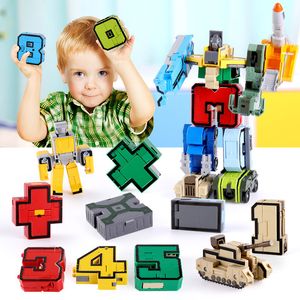 Jeu de mathématiques Robot jouet éducatif numéro déformateur Robot jouet dessin animé Animal Roboter modèle Kit blocs de construction jouet pour enfants construire bloc Minifig Lepin brique noël