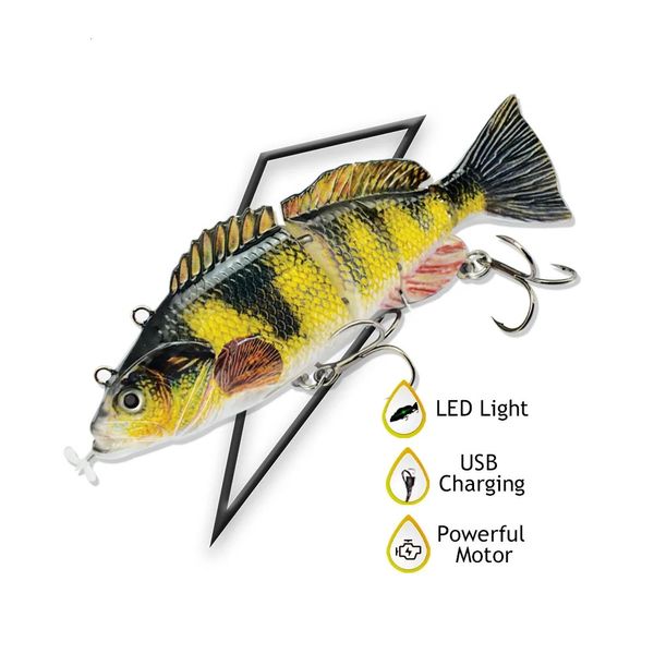 Appât robotique multi-articulé leurre électrique basse Wobblers lumière LED pour 4 segments pêche Swimbait artificiel dur Rechargeable 240113