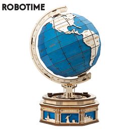 Robotime 3D Globe Wooden Puzzle 567pcs Oversized Diy Rotatable Game Assembly speelgoedcadeau voor tiener volwassen huizendecoratie ST002 220715