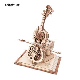 Robotime 3D Puzzle en bois ROKR drôle magique violoncelle mécanique Instrument de musique jouets créatifs pour enfant AMK63 240108