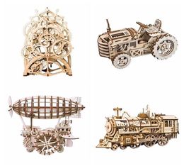 RoboTime 8 types DIY Gear Drive en bois Modèle de construction Modèle de construction Kits Assemblage Toy Gift For Childre