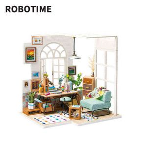 Robotime DIY casa de muñecas en miniatura con muebles juguetes para niños casa de muñecas de madera accesorios para muñecas regalos para niñas SOHO Time DGM01 AA220325