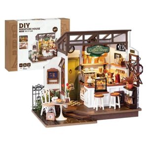 Robotime DIY Wooden Dollhouse Conjunto de edificios de modelos de muebles en miniatura con LED para adultos y niños No.17 Café 240514