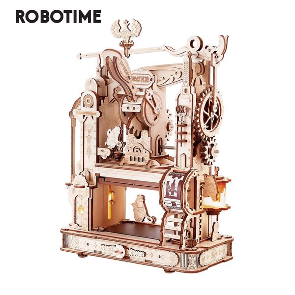 Robotime Rokr Kits de modelos de rompecabezas de madera 3D para construir para adultos Imprenta clásica Engranajes mecánicos Regalos de cumpleaños de Navidad 240122