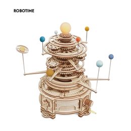 Robotime ROKR Mechanical Orrery 316pcs Roteerbaar DIY 3D houten puzzels Model Building Block Kits speelgoedcadeau voor tieners volwassen ST001 220715